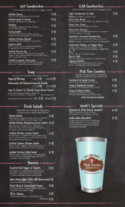 Pink Mocha Cafe Hartland custom restaurant menu design